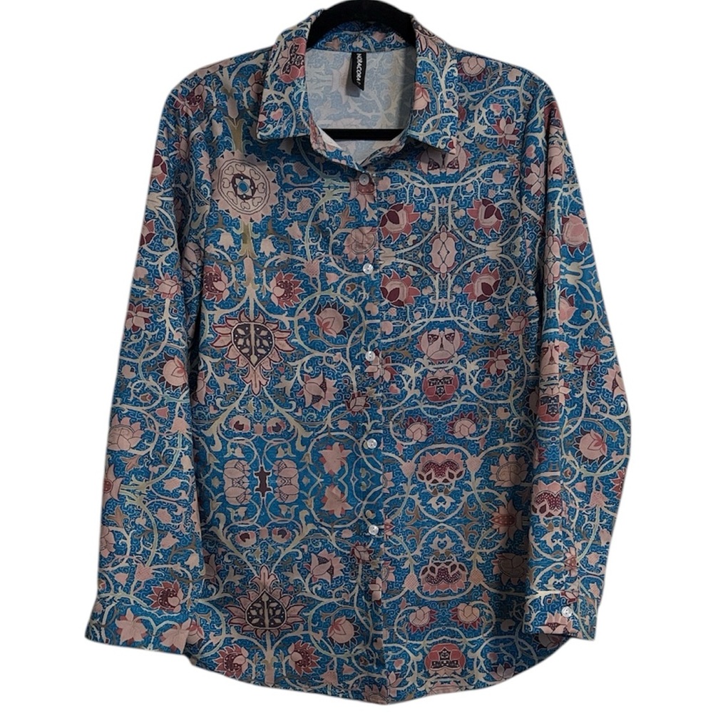 🖤 Noracora Floral Patterned Button Down Top